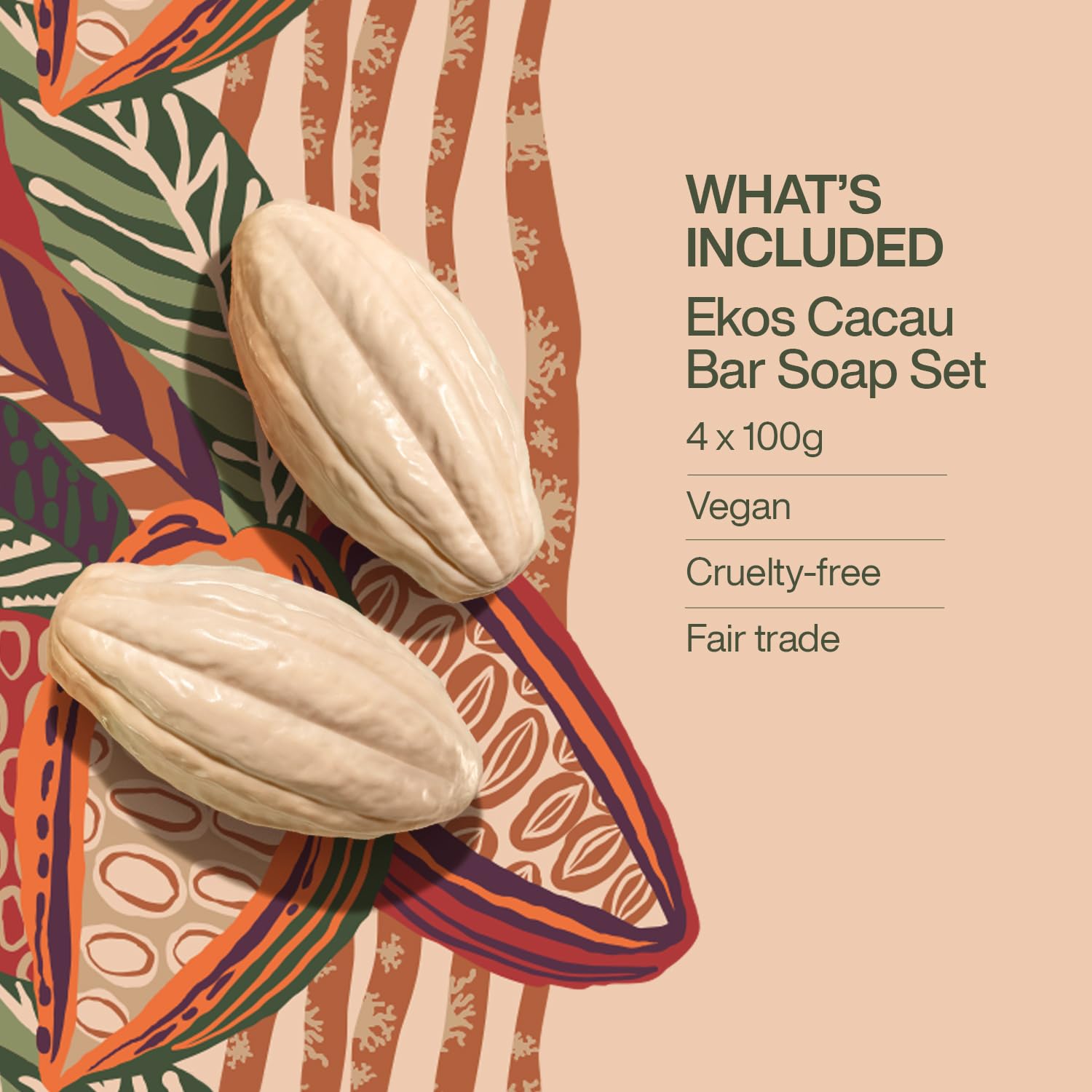 Natura - Cacau Bar Soap Set - Moisturizing Cocoa Butter Soap for Dry Skin – Rich Creamy Lather, Nourishing & Vegan Body Cleanser – Brazilian Natural Bath Soap, 4 Pack - 3.5 oz Each (100g) - Image 4