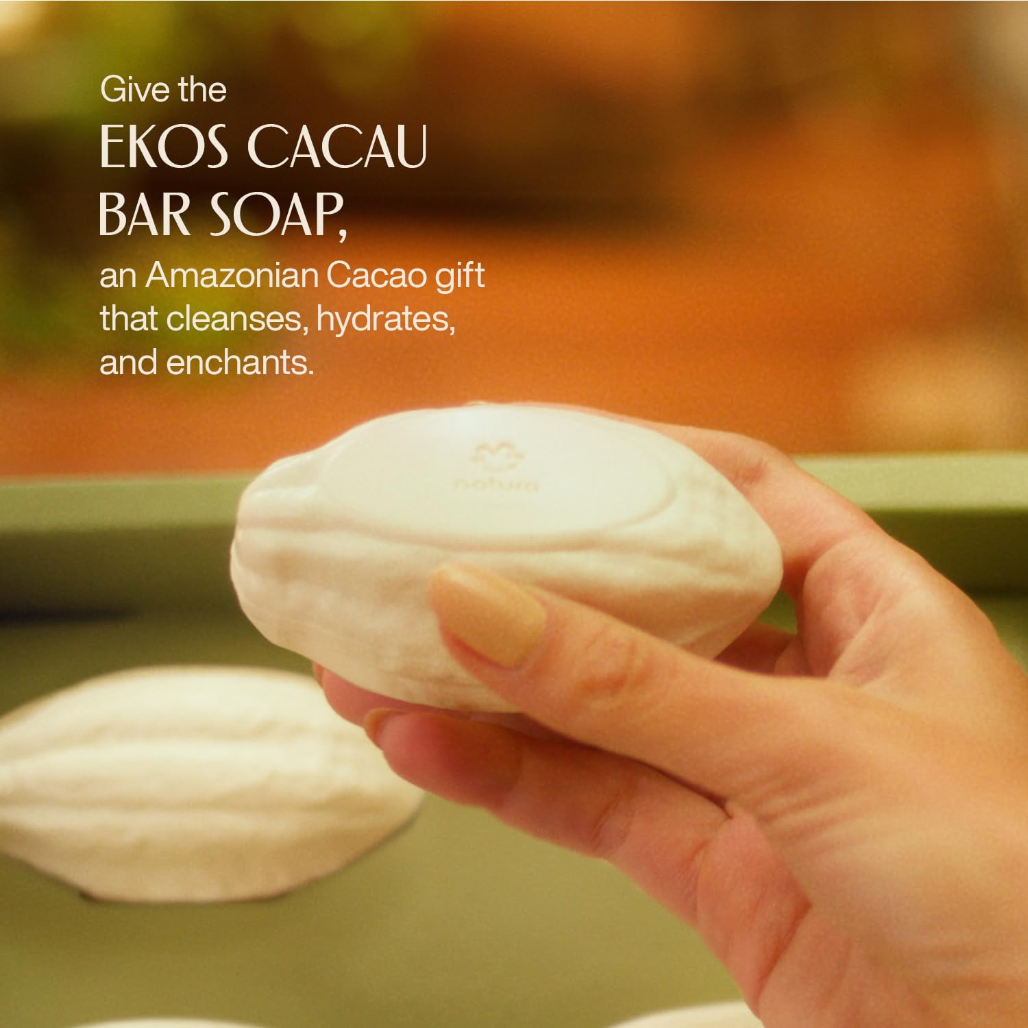 Natura - Cacau Bar Soap Set - Moisturizing Cocoa Butter Soap for Dry Skin – Rich Creamy Lather, Nourishing & Vegan Body Cleanser – Brazilian Natural Bath Soap, 4 Pack - 3.5 oz Each (100g) - Image 5