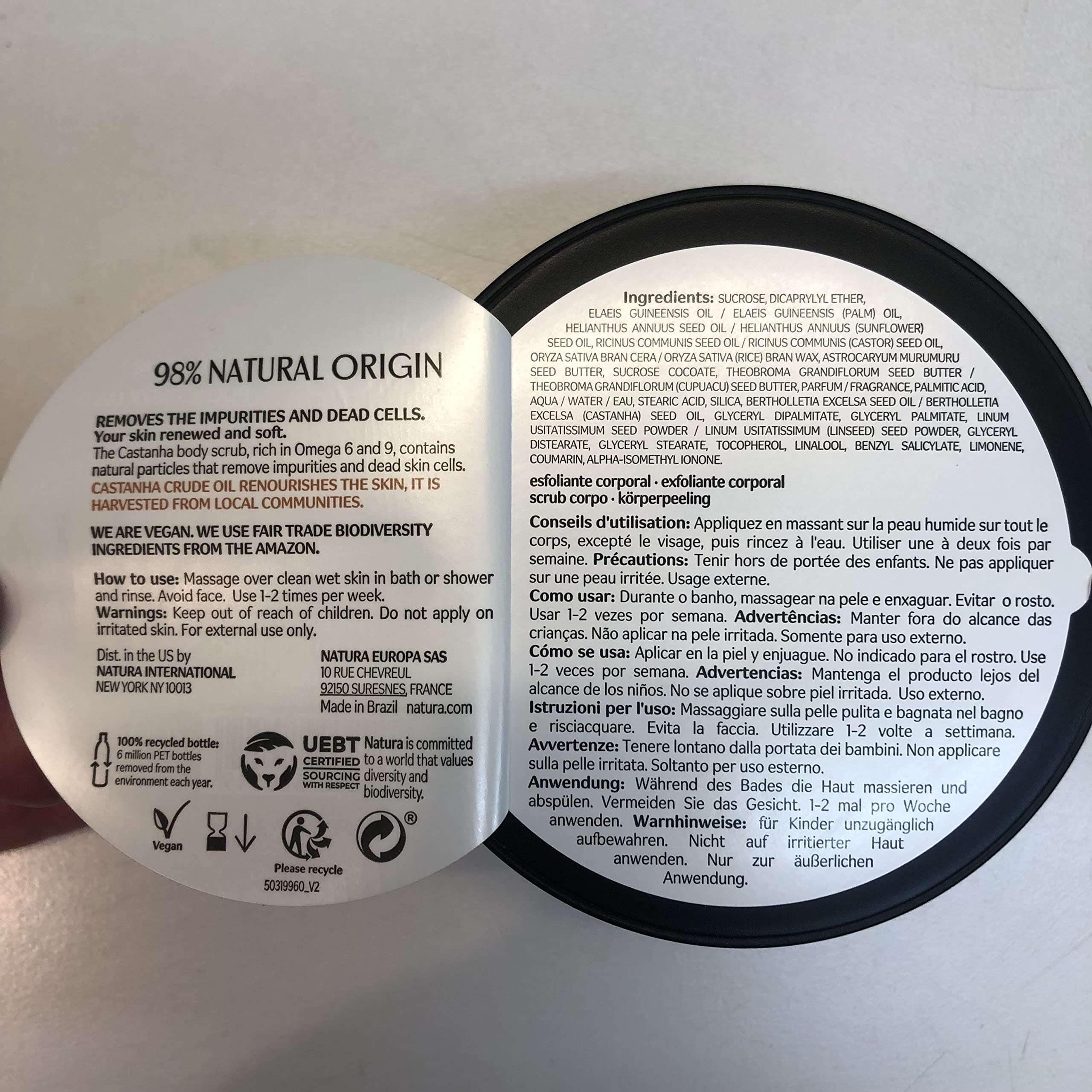 Natura Ekos Castanha Body Scrub – Exfoliating Sugar & Brazil-nut Oil Body Polish – 100% Vegan, Fair-Trade, Eco-Packaged – Dry & Sensitive Skin Moisturizer – Hydrating & Revitalizing, 7 oz (200 g) - Image 6