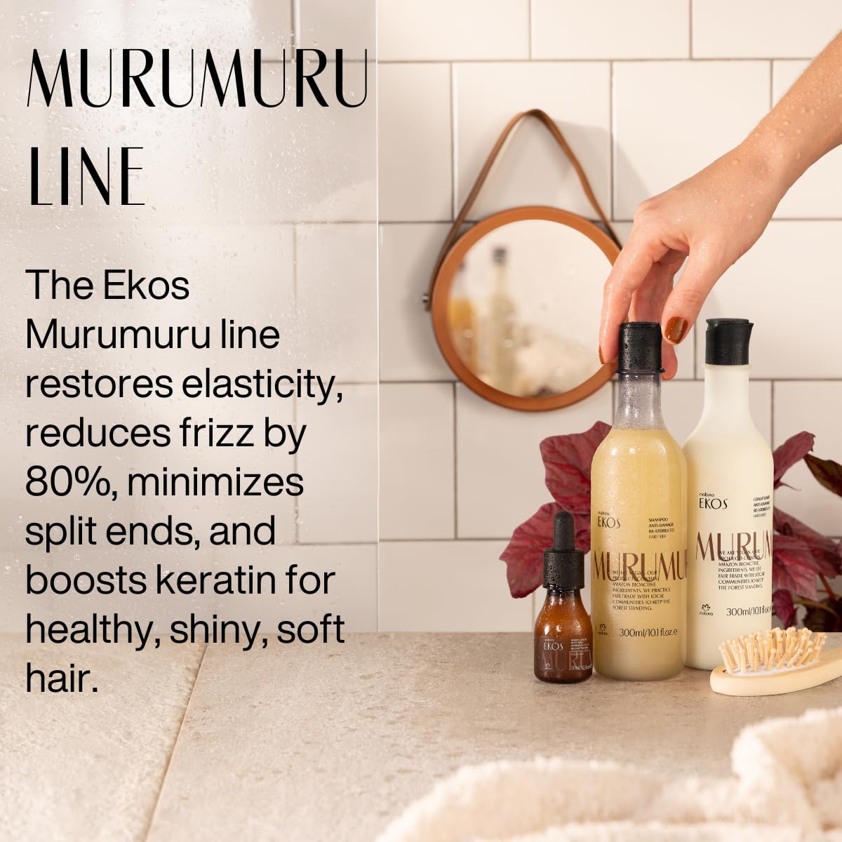 Natura – Murumuru Hair Care Bundle– Anti-Damage Shampoo + Restoring Conditioner – Repair for Dry, Damaged Hair – Strengthening & Moisturizing Vegan Hair Care – Brazilian Beauty Secrets – 10.1 fl oz - Image 3