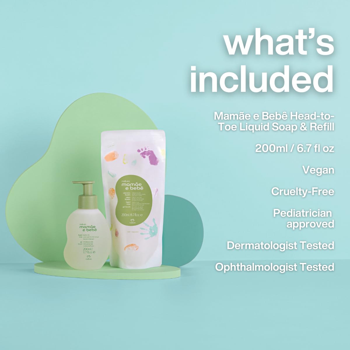 Natura - Mamãe e Bebê Baby Head to Toe Liquid Soap with Refill - Multipurpose Wash - 100% Vegan - 98.5% Natural Origin - All Skin Types - Cruelty Free - Baby Essentials - 6.7 fl oz (200ml) - Image 3