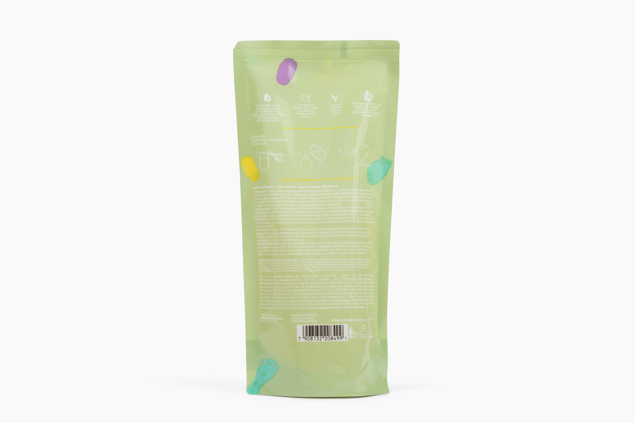 Natura - Mamãe e Bebê Baby Head to Toe Liquid Soap with Refill - Multipurpose Wash - 100% Vegan - 98.5% Natural Origin - All Skin Types - Cruelty Free - Baby Essentials - 6.7 fl oz (200ml) - Image 9