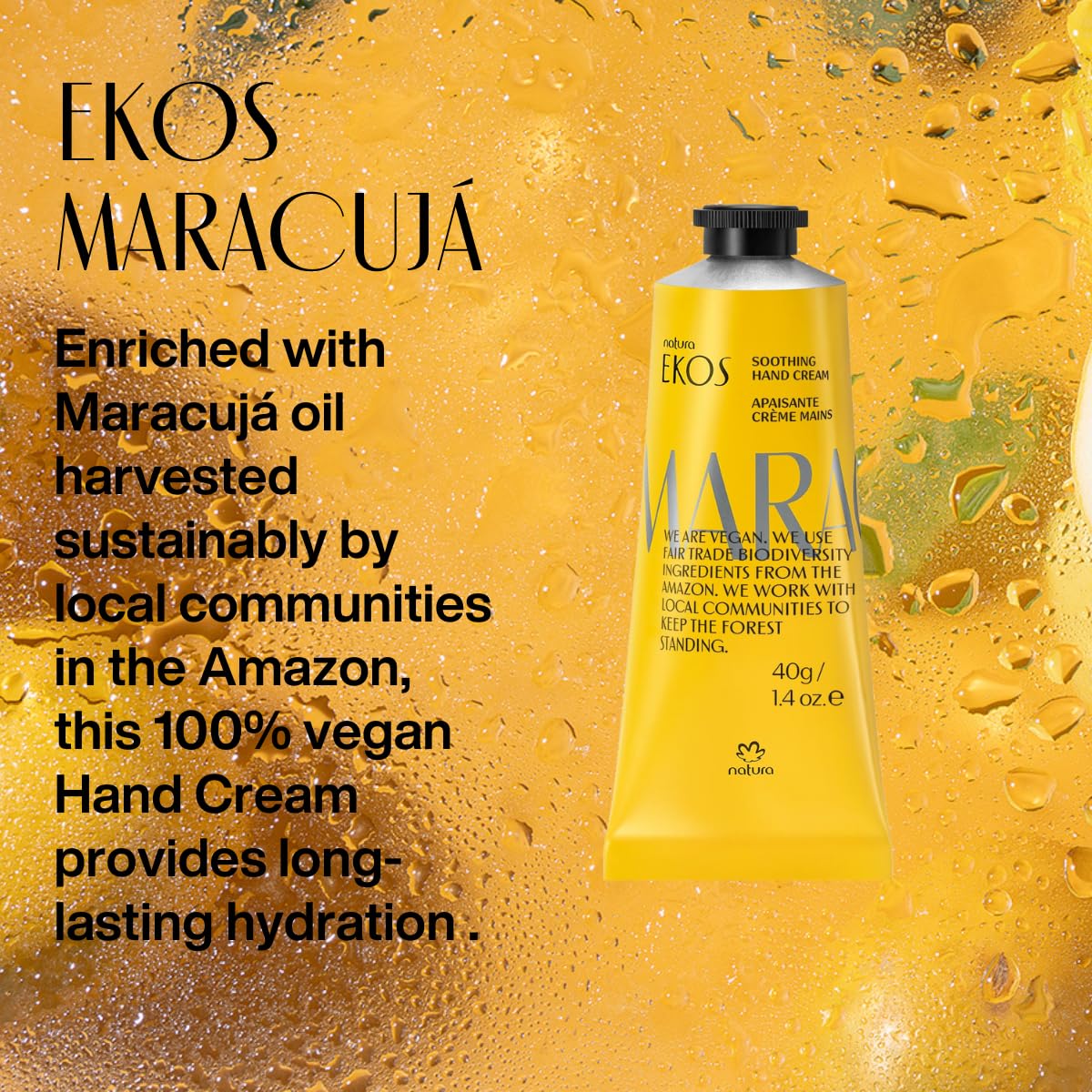 Natura – Maracujá (Passion Fruit) Hand & Body Care Bundle – Calming Body Lotion + Hydrating Hand Cream – Soothing, Fast-Absorbing, 24H Moisturization – Vegan Brazilian Skincare – 13.5 fl oz + 1.4 oz - Image 6