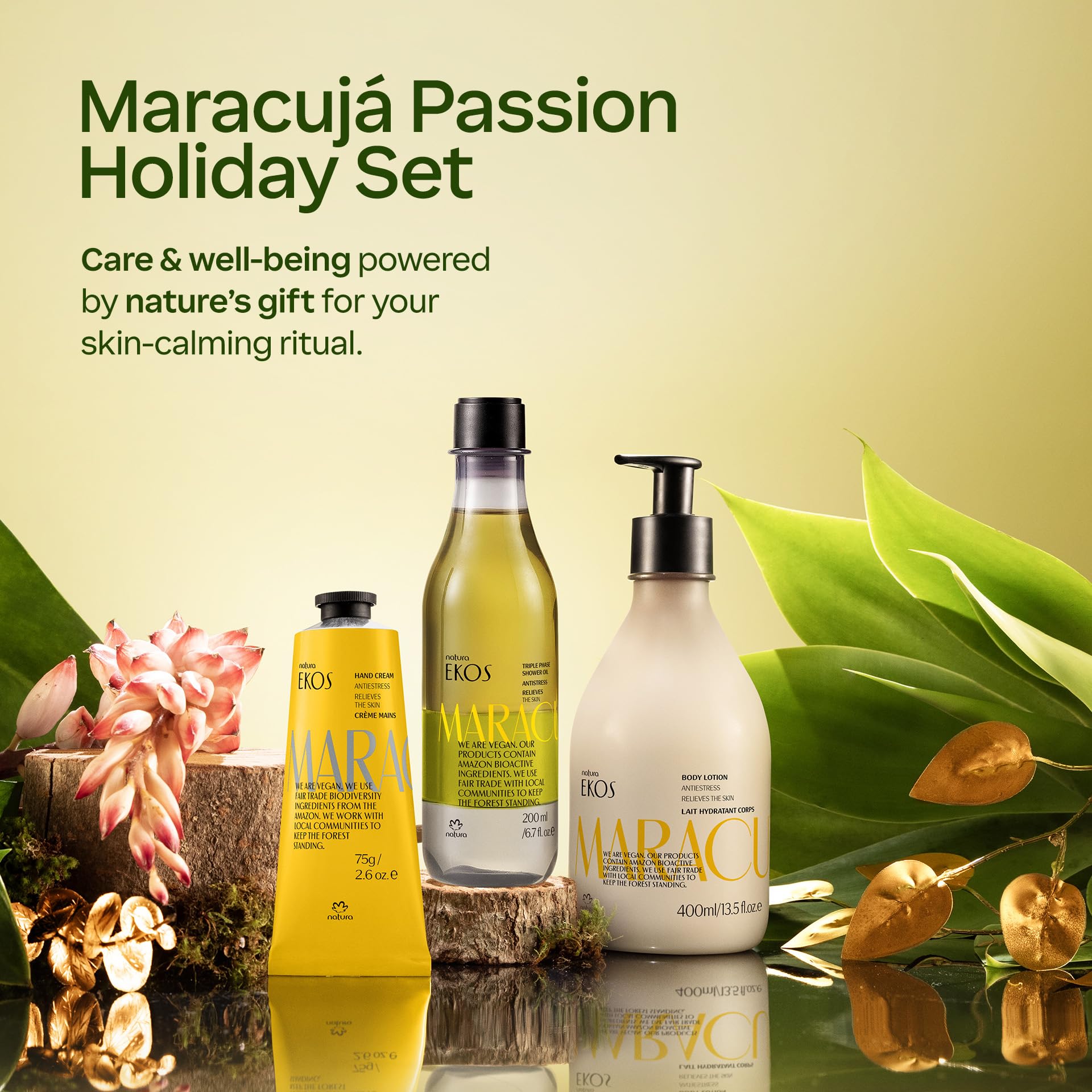 Natura – Passion Fruit Anti-Stress Holiday Gift Set – Maracujá Body Lotion, Shower Oil & Hand Cream – Hydrating & Soothing Skincare Gift – Vegan, Natural & Sustainable Brazilian Beauty – 3-Piece Set - Image 4