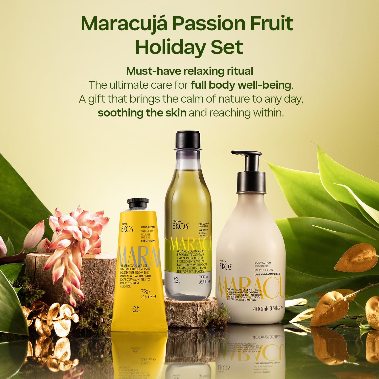 Natura – Passion Fruit Anti-Stress Holiday Gift Set – Maracujá Body Lotion, Shower Oil & Hand Cream – Hydrating & Soothing Skincare Gift – Vegan, Natural & Sustainable Brazilian Beauty – 3-Piece Set - Image 5